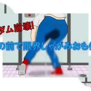 膀胱ダム崩壊!扉の前で限界しゃがみおもらし